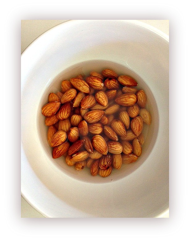 Almonds Soaking in HIC Porcelain Bowl Almonds Soaking