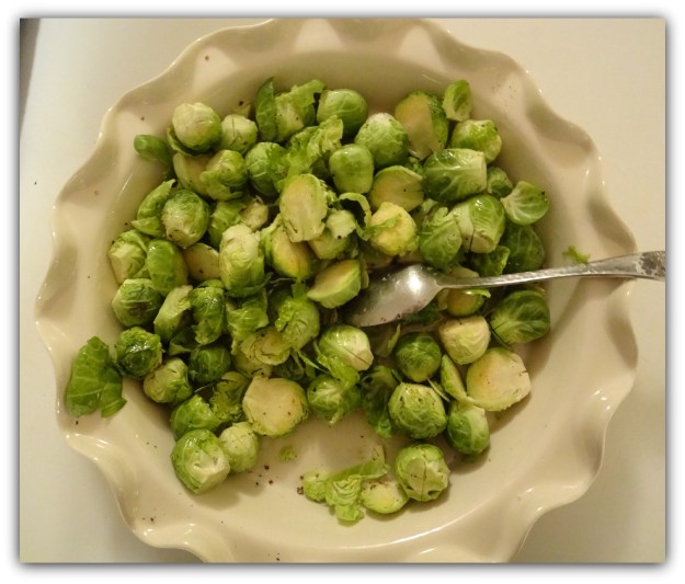Brussels sprouts in Rose's Perfect Pie Plate, before roasting