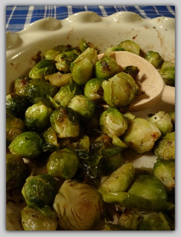Roasted brussels sprouts with truffle oil and sea salt