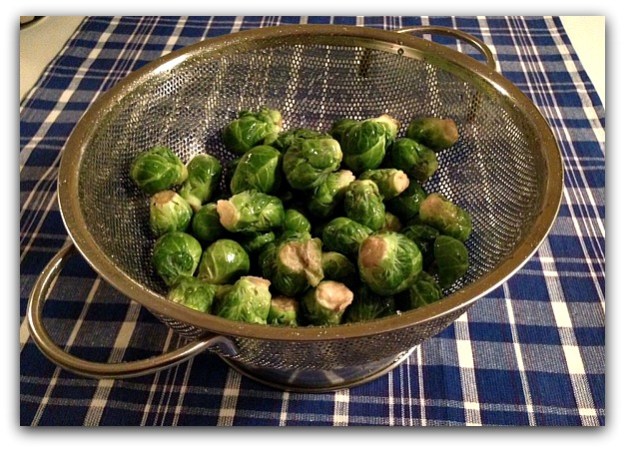 Brussels sprouts rinsed in collander