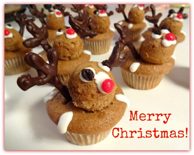 Reindeer Cupcakes made with the Cannonball Ice Ball Tray