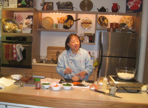 Helen Chen Teaching a Stir-Fry Cooking Class